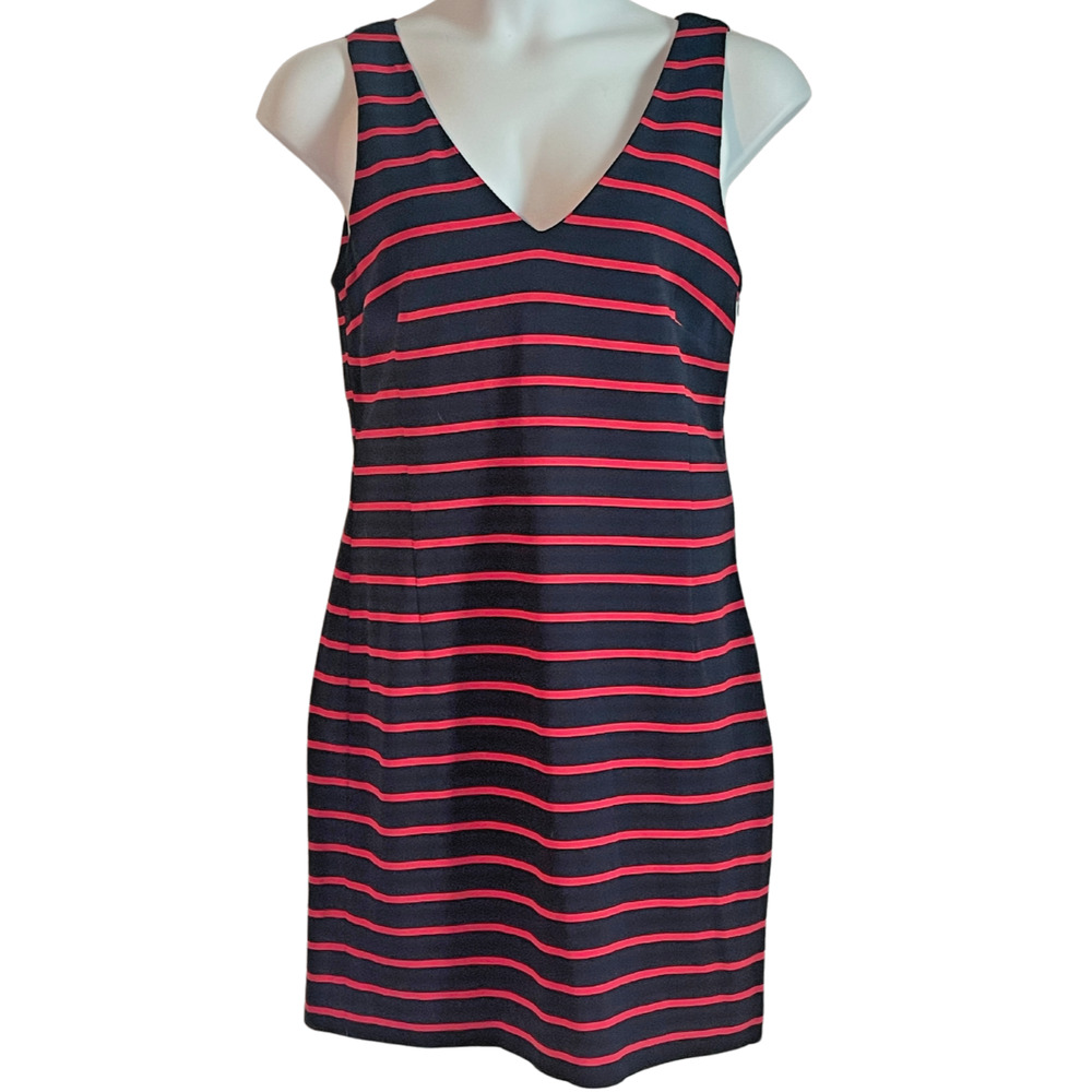 3-FOR-$30 Banana Republic Sz 12 Sleeveless Shift Dress V-Neck Stretch Knit Red